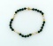 Vintage Malachite & Freshwater Pearl 6.5” Bracelet with 14K Yellow Gold Clasp & Beads