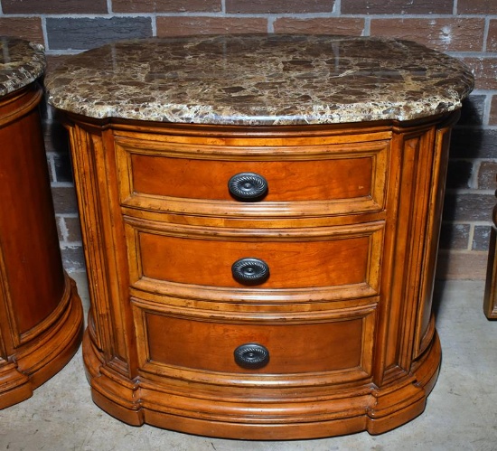 Hooker Furniture Stone Top Cherry Nightstand with Three Drawers (Lots 26 & 27 Match)
