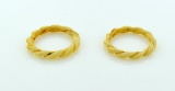 Pair of Size 5 Gold Entwined Ivory Rings