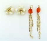 Two Pairs of Fancy Costume Jewelry Earrings