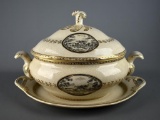 Large “UC” Mark Decorative Lidded Tureen with Undertray