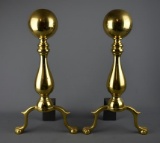 Pair of Brass Chippendale Style Andirons