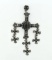 Vintage Large Mexican Sterling Silver Cross Pendant with Black Onyx Cabochon