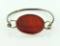 Vintage Sterling Silver Cuff Bracelet with Large Carnelian Disc