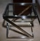 Attractive Modern Design Brushed Chrome & Glass End / Side Table, Lots 10-12 Design Match