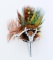 Vintage Tussie Mussie Feather & Stag's Head Hat / Lapel Pin, Orange Jewel