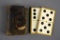 Antique Leather Cased Paper Domino Set, Warren Mfg. Co Complimentary Gift Novelty