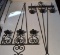 Pair of Black Metal Triple Candle Wall Sconces