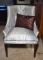 Contemporary Neutral Satin Finish Upholstered Club Chair with Throw Pillow