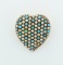 Lovely Vintage 14K Yellow Gold, Turquoise & Seed Pearl Heart Pin