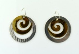 Pair of Sterling Silver Earrings, Spiral Discs