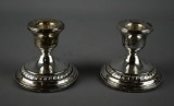 Pair of Columbia Sterling Silver Candle Holders, Weighted Bases