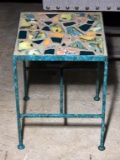 Colorful Vintage Metal And Ceramic Art Plant Stand