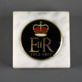 Queen Elizabeth II 1952-1977 Silver Jubilee Carrera Marble Paperweight
