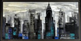 Contemporary Decorator Art Lithograph of Cityscape, Framed