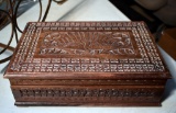 2-Tiered Locking Wooden Jewelry Box With Key, Asian Motif
