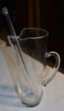 Vintage Glass Martini Mixer with Glass Stirring Rod