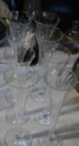 Set of 8 Elegant Crystal Champagne Flutes, Twist Design