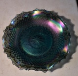 Vintage Blue Carnival Glass Plate