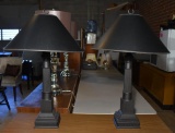 Pair of Contemporary Black Finish Table Lamps