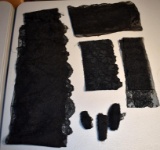 Lot of Fine Antique Black Lace Trim Pieces