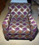 Handsome Contemporary Ashley Furniture Pewter, Bronze & Purple Upholstered Armchair