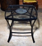 Fine Contemporary Black Metal, Glass & Ceramic Tile Nightstand / Side Table, Lots 43 & 44 Match
