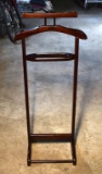 Contemporary Wooden Butler Valet Stand with Mahogany Finish