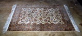 Brown, Ivory & Blue 4.25 x 6.75' Hand Knotted Wool Persian Rug