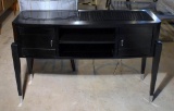 Contemporary Broyhill Furniture Black Wood & Glass Console Table w/ 2 Doors, Storage
