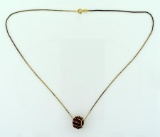 Elegant 14K Yellow Gold 18” Necklace & 10K Yellow Gold & 30 Ruby Ball Pendant