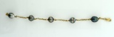 Fancy Tahitian Black Cultured Pearl & 14K Yellow Gold 8” Bracelet