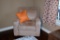 Light Sage Faux Suede Hughes Furniture Armchair with Accent Pillow