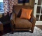 Coffee Brown Faux Suede Alison Furniture Armchair with Accent Pillow, Lots 16 & 17 Match