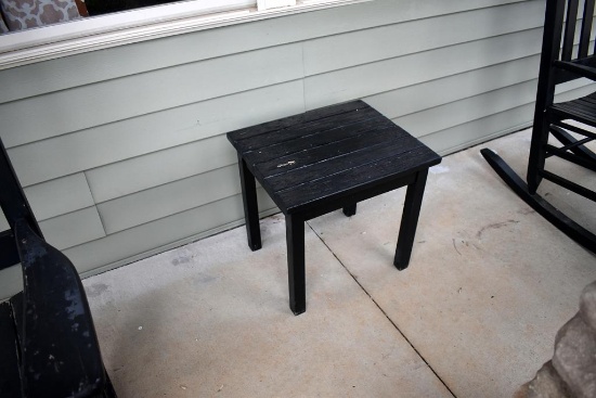Outdoor Craftsman Style Wooden Side Table, Painted Black