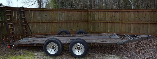 2000 Carr 16 Ft Dual Axle Utility Trailer, 72” Wide Between Wheels, 5-Ft Ramps, Nice Alloy Wheels