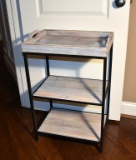 Contemporary Wood & Metal Tray Shelf Stand