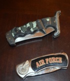 Lot of 2 Pocket Knives: Air Force & Camo Motifs