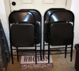 Set of 4 Metal Folding Chairs, Black