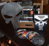 Large Lot of Movie DVDs w/ Punisher Metal Skull Movie Memorabilia