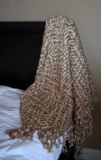 Tan & Cream Throw w/ Fringe