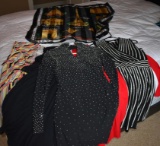 Lot of Black, White, & Red Ladies Dresses & Scarf (Sizes S & M): Calvin Klein & Others