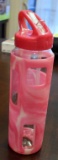 Pink & White Apana Glass Water Bottle, New