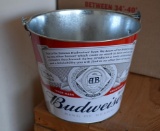 Metal Bucket with Budweiser Logo