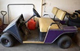 Purple EZ-Go Gasoline Golf Cart, Red Gas Container with Gas (¾ Full)