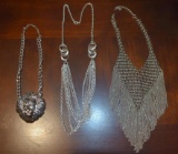 Lot of 3 Silver Colored Costume Jewelry Necklaces