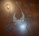 Lot of 3 Beautiful Costume Jewelry Necklaces