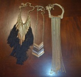 Lot of 3 Gold Colored Costume Jewelry Necklaces: Express, The Limited, and Other