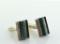 Pair Vintage Mexican Taxco Sterling Silver & Turquoise Cufflinks