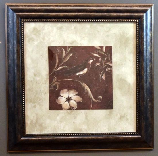 Contemporary Laurel Lehman Canadian Framed Decorator Art “Crimson Songbird”